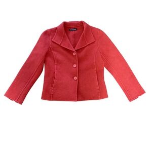 Alexandra Bartlett Red 100% Wool Blazer Jacket Womens Small Button Up Capsule